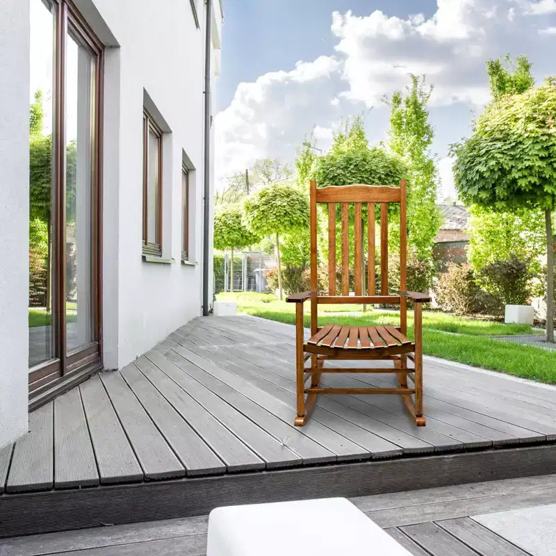 Karl Home | 24-Inch Solid Wood Patio Rocking Chair