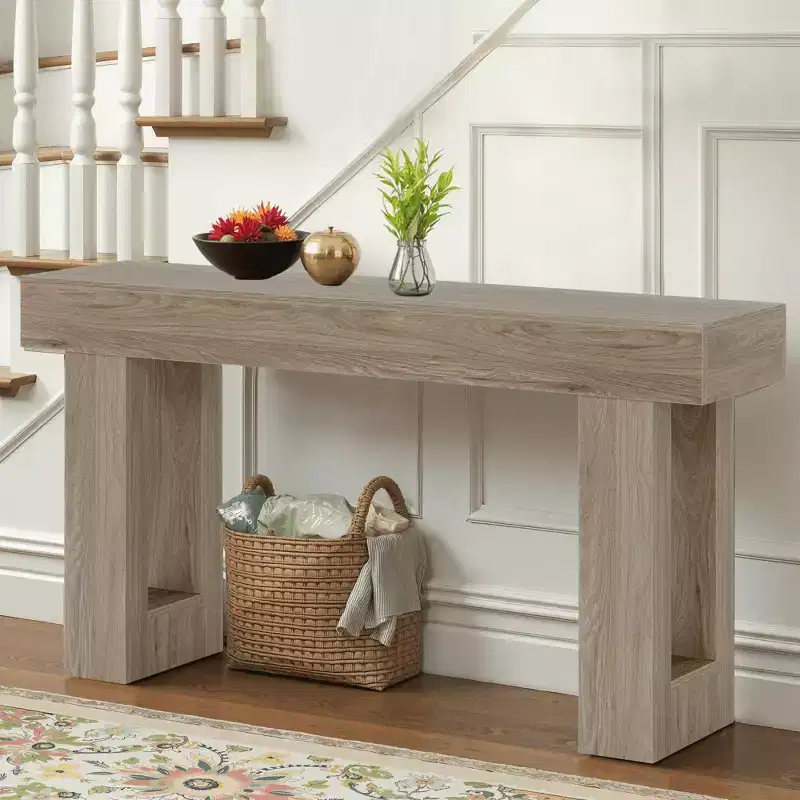 63 Inch Rustic Country Style Wooden Sofa Table Entryway Accent Table