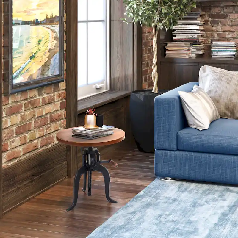 Regan Adjustable Accent Table - Chestnut Top - Black Base