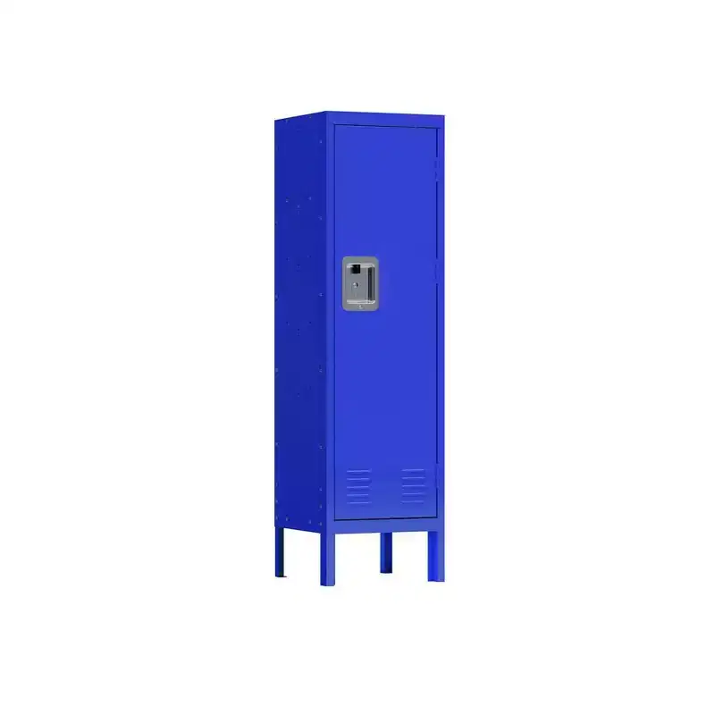 Single Tier Locker Steel Storage Cabinet With 2 Separate Compartments For Home Office School Gym Bedroom, Blue