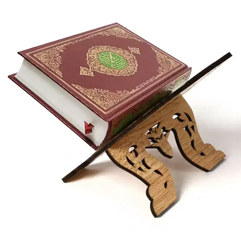 Book Stand, Wooden Quran Holder 7.72X4.96X0.75 - Folding Vintage Bible Stand Decorative for Prayer Reading Eid Chapel