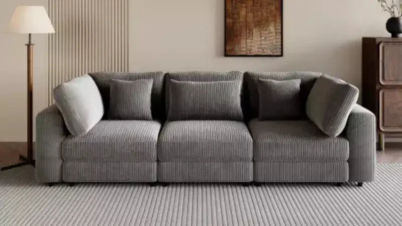 3 Seater Sofa with Removable Back Cushions and 5 Pillows , for Living Room, Apartment, Spacious Space