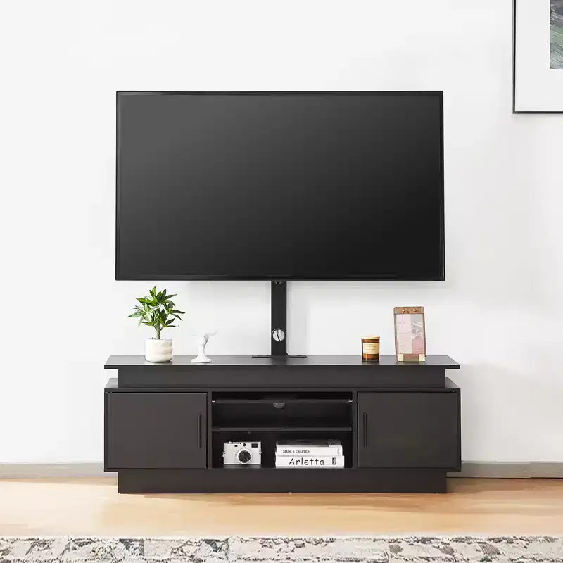 VEVOR 52 TV Stand with Mount for up to 75 in TVs, Entertainment Center with Power Outlet, Height Adjustable, Black