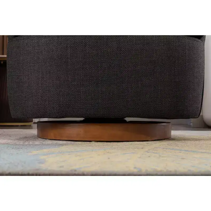 Sofa Chair, Swivel Accent Chair With Cushion, Solid Wood Round Bottom Legs, 360-Degree Armchair Swivel Chairs black