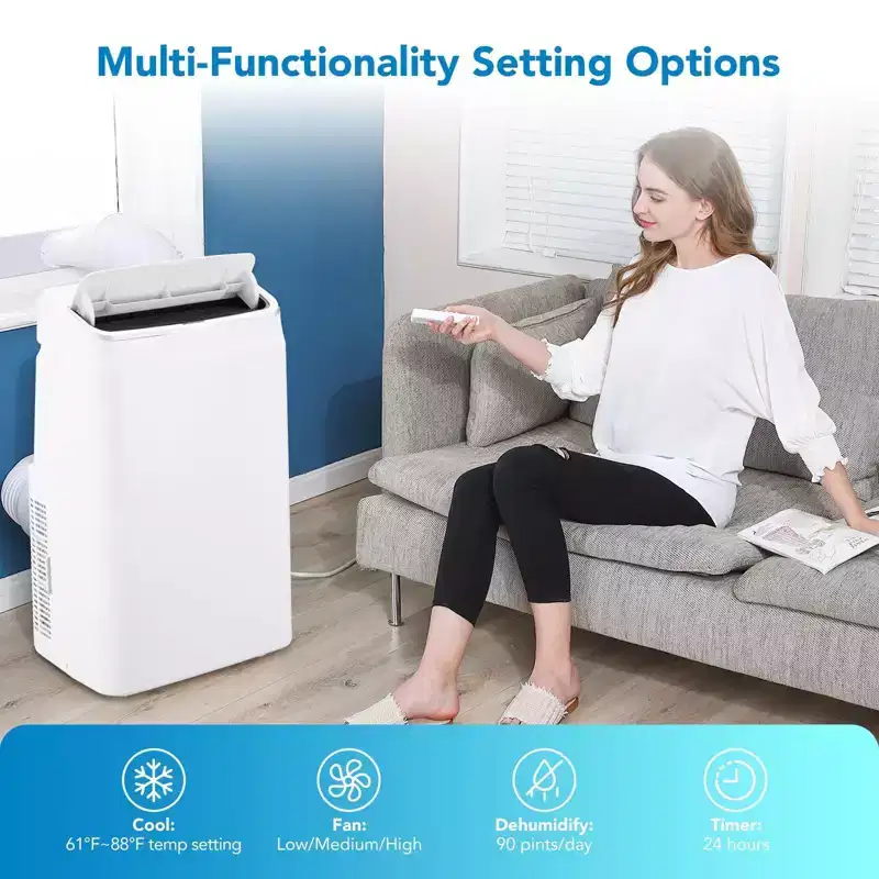 14000 BTU Portable Air Conditioners with Remote Control, 3-in-1 Free Standing Cooling AC Unit, Cools Room up to 750 sq.ft, Smart/Sleep Mode, 3 Speed