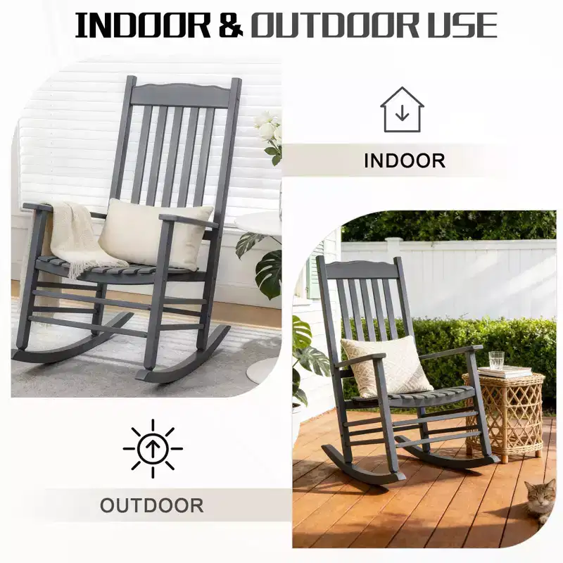 Karl Home | Classic Solid Wood Patio Rocking Chair (Set of 2)