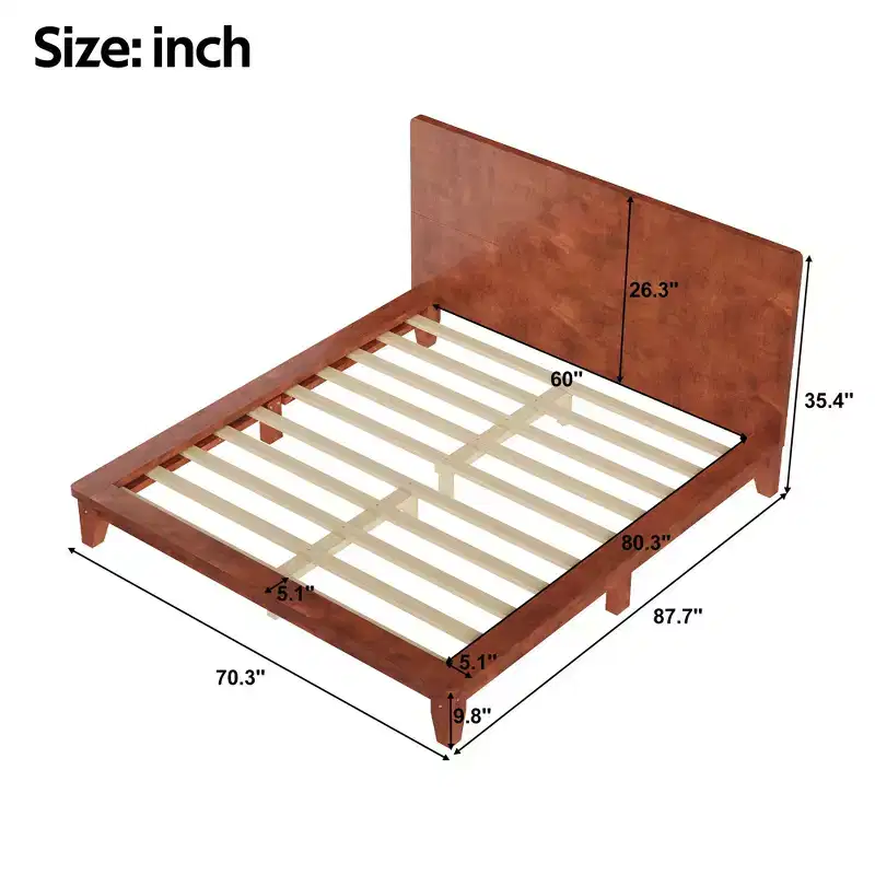 Luxystar Modern Queen Size Platform Bed Frame with Headboard