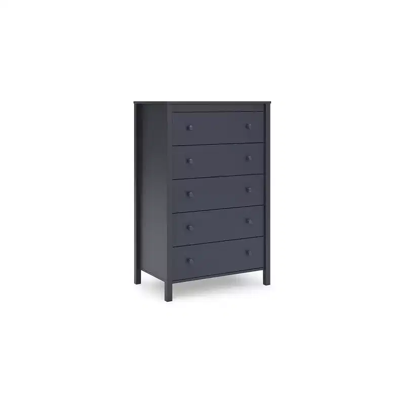 Signature Design by Ashley Simmenfort 5 Drawer Tall Dresser, Navy Blue