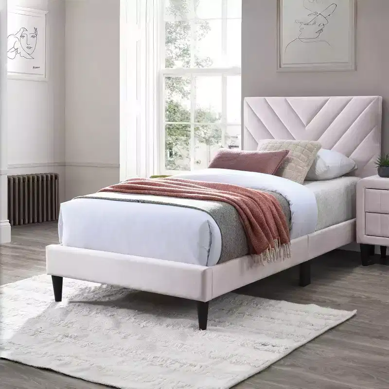 GDFStudio Evelyn Contemporary Velvet Upholstered Platform Bed with Adjustable Headboard