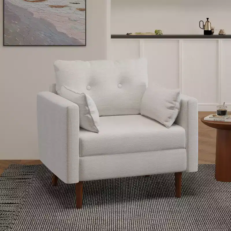 Christopher Knight Home Symonds Mid Century Modern Fabric Tufted Club Chair with Accent Pillows