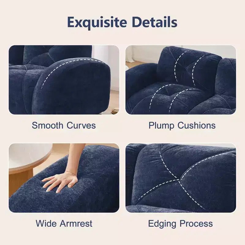 Clihome 2-Seater Tufted Sofa Couches with boneless Sofa,Soft Velvet Fabric,Bottom Anti-Slip Design,32D High Density Sponge,Ergonomic Design Bottom