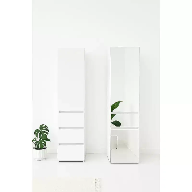 HomeStock Elise Slim Modular Wood Closet Cabinet with Drawers in White
