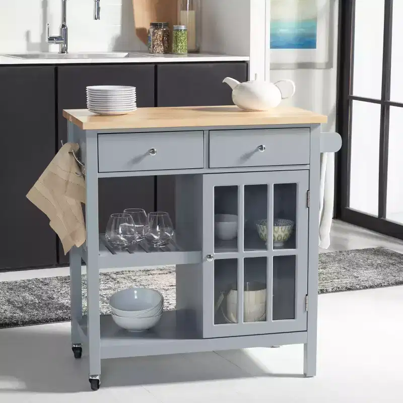 Locklyn 1 Door 2 Drawer 2 Shelf Cart - KCH8703 - Safavieh