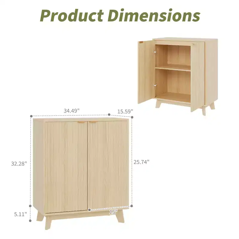 Sideboard Buffet Cabinet with Storage, Modern Fluted Accent cabinet with Doors & Adjustable Shelves, for Living Room, Dining Room, Kitchen