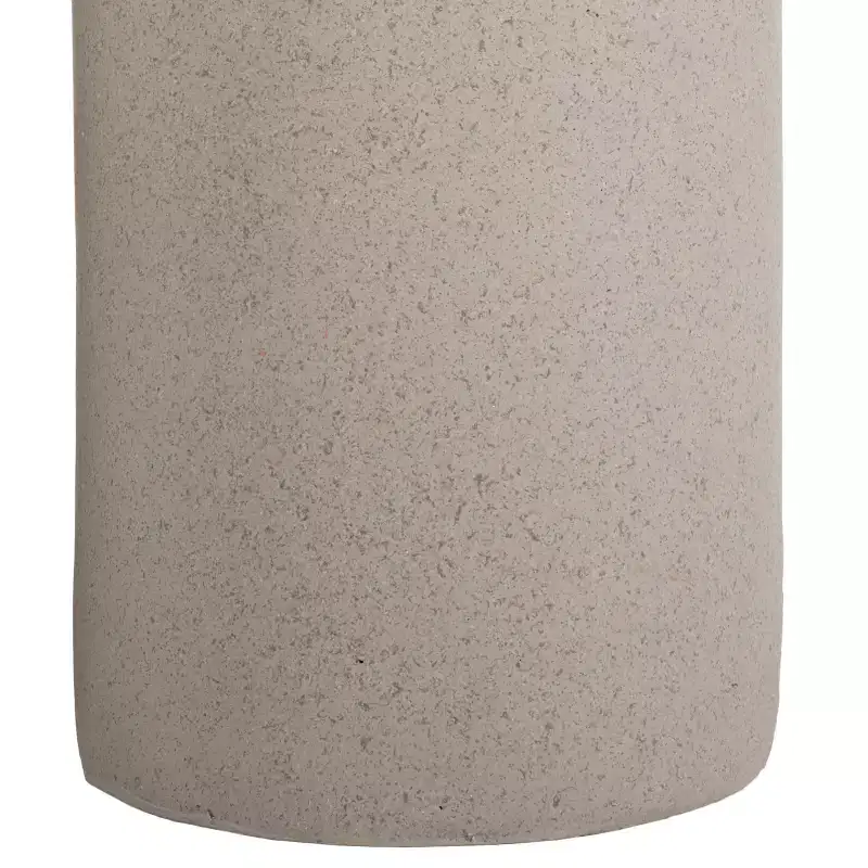 Round Sculptural Drum Accent Table, Grey Plaster-Like Finish, 19.5