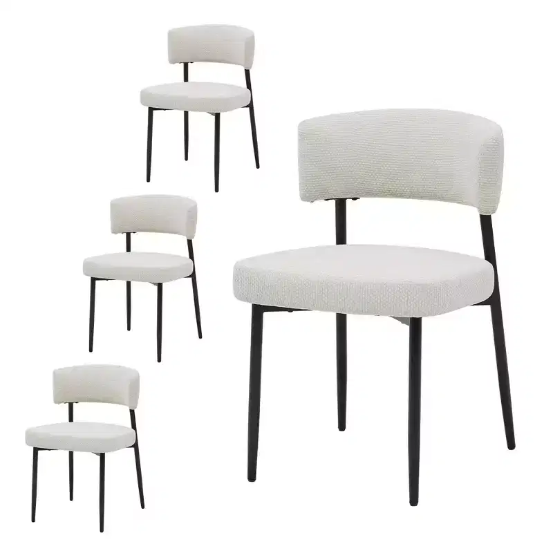 Okak Dining Room Chairs Set of 4 with Sturdy Metal Frame, Modern Dining Chairs with Curved Backrest, Armless Chairs for Dining Room