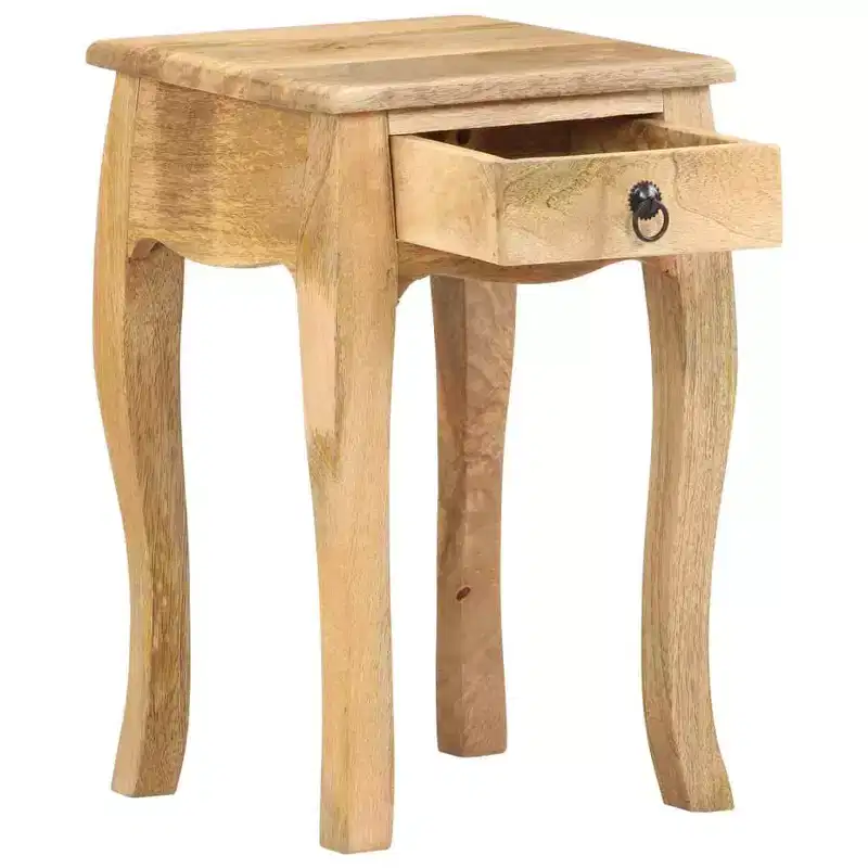 vidaXL Nightstand Natural Brown Solid Mango Wood Compact Bed Cabinet