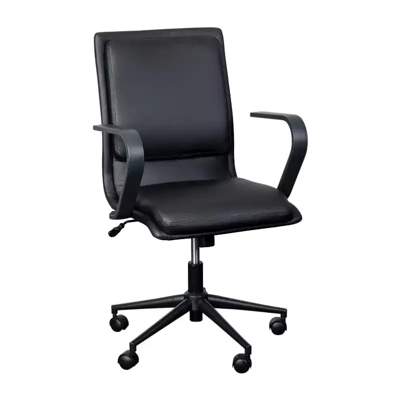 Flash Furniture James Mid-Back Designer Executive Upholstered Office Chair with Brushed Metal Base and Arms