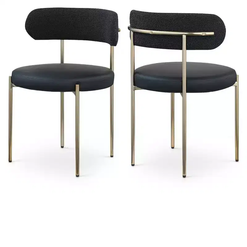 Meridian Furniture,Beacon Vegan Leather and Boucle Fabric Dining Chair, Set of 2