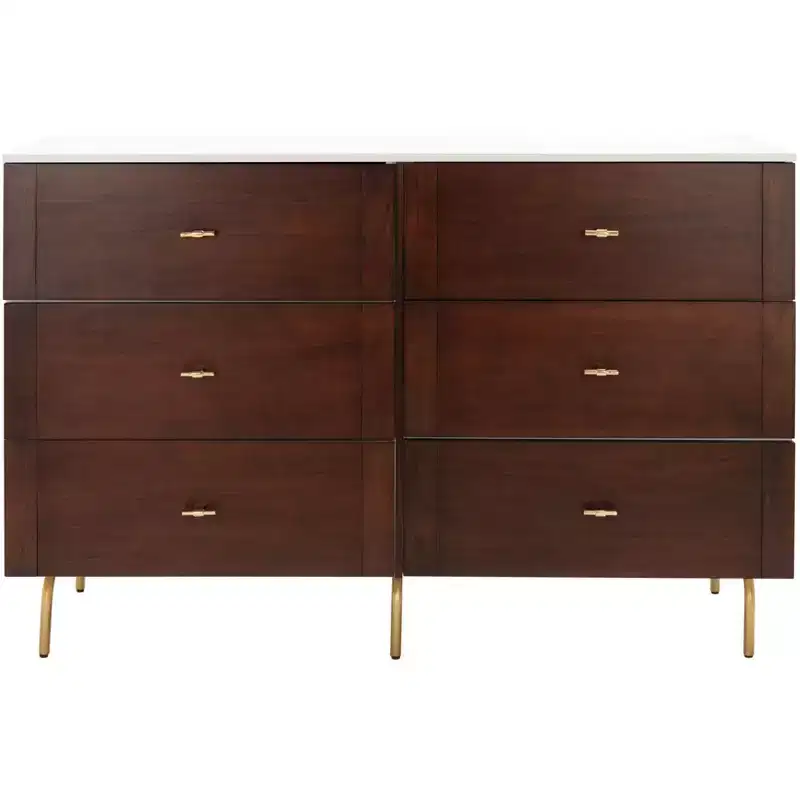 Genevieve 6 Drawer Dresser - DRS5002 - Walnut/White - Safavieh