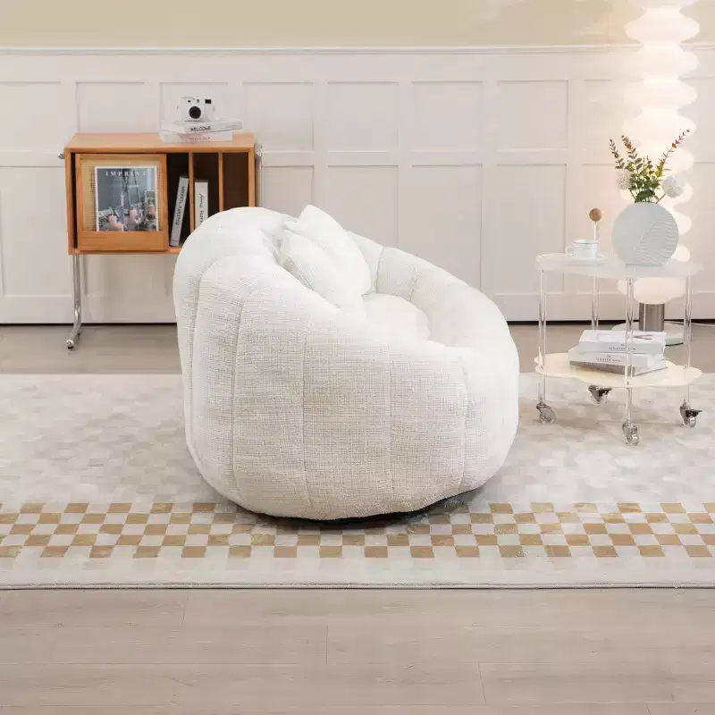 GDFStudio Anna Chenille Tufted 57.06 W Bean Bag Sofa with 2 Pillows
