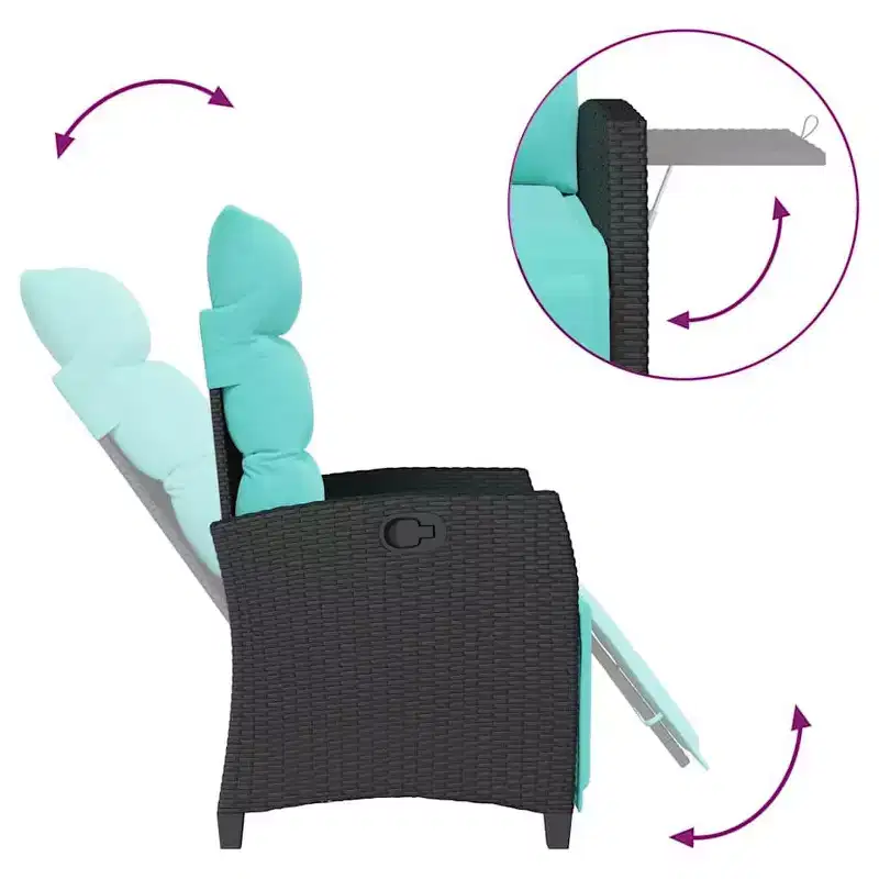 vidaXL Reclining Garden Chair in Poly Rattan with Side Table
