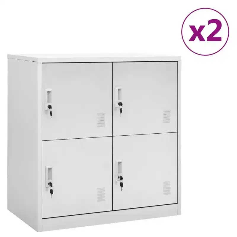 vidaXL Steel Locker Cabinets Set Gray- Modern 2pcs Storage Organizer with Locks and Ample Space Ideal for Office or Home Use
