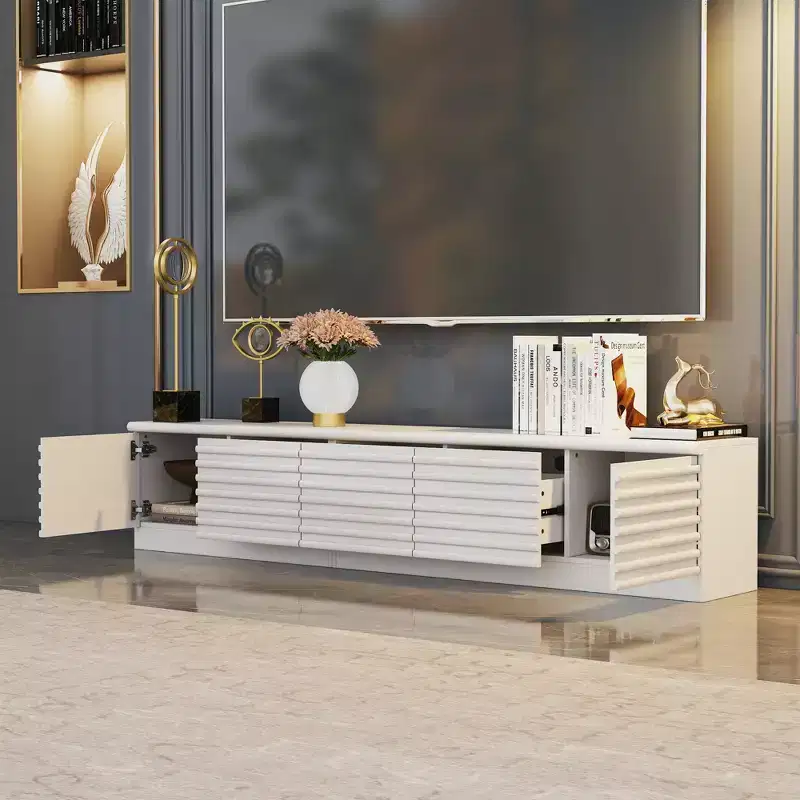 Minimalist Design White TV Stand & Media Console – Sleek Lines, Multi-Compartment & Sturdy Build