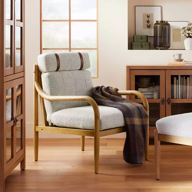 Boucle Upholstered Wood Accent Arm Chair - Hearth & Hand with Magnolia