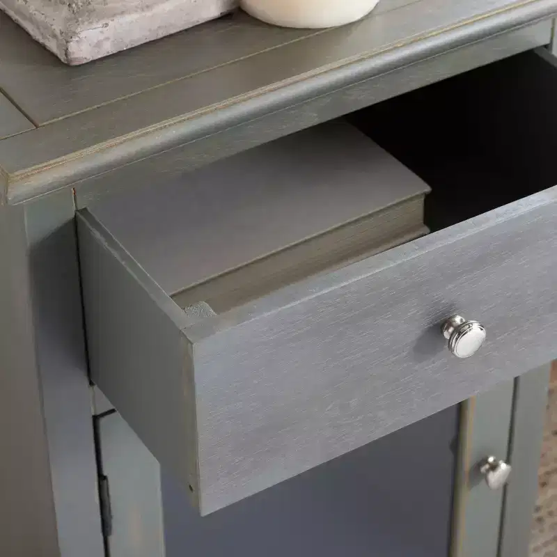 1 Drawer Nightstand With Glass Cabinet