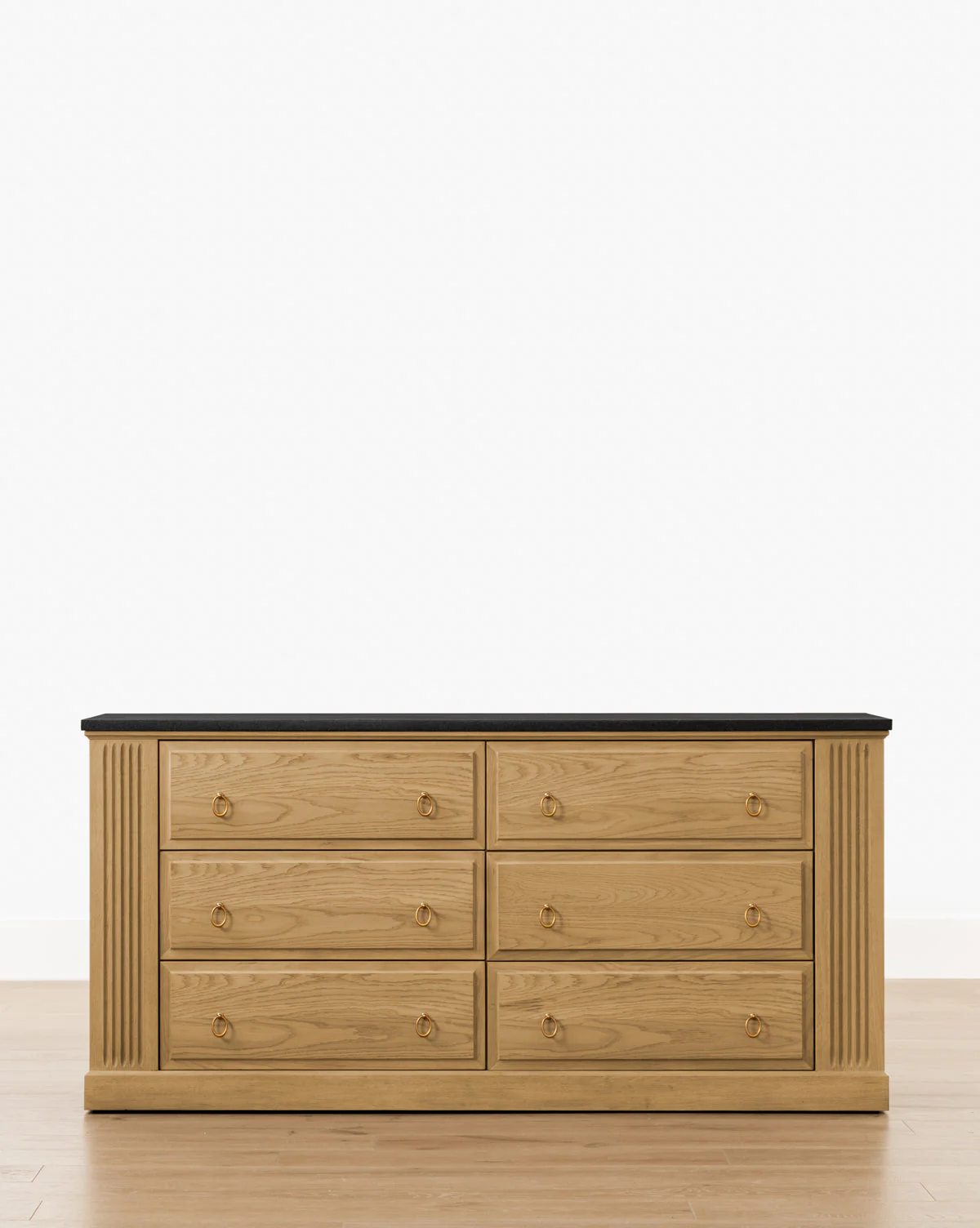 Oak Dresser with Granite Top & Fluted Detail for Bedroom