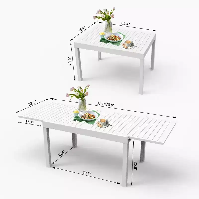 Okak Dining Table Aluminum Patio Extendable Dining Room Table Kitchen Table for Dining Room