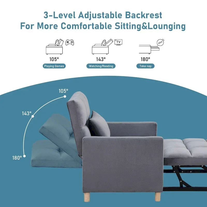 Aukfa Sleeper Chair Bed Convertible Single Sofa Chair with Pillow
