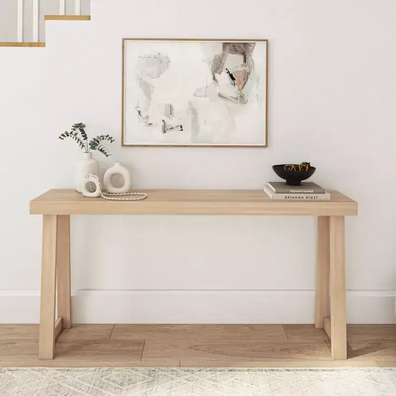 Plank+Beam Solid Wood 66 Console Table, Classic Entryway Table, Narrow Foyer Table