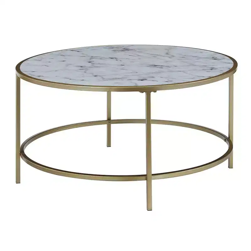 Gold Coast Faux Marble Round Coffee Table - Brieghton Home