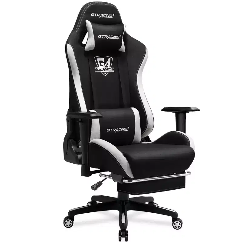 GTRACING Gaming Chair Fabric Height Adjustable Footrest Reclining Office Chair