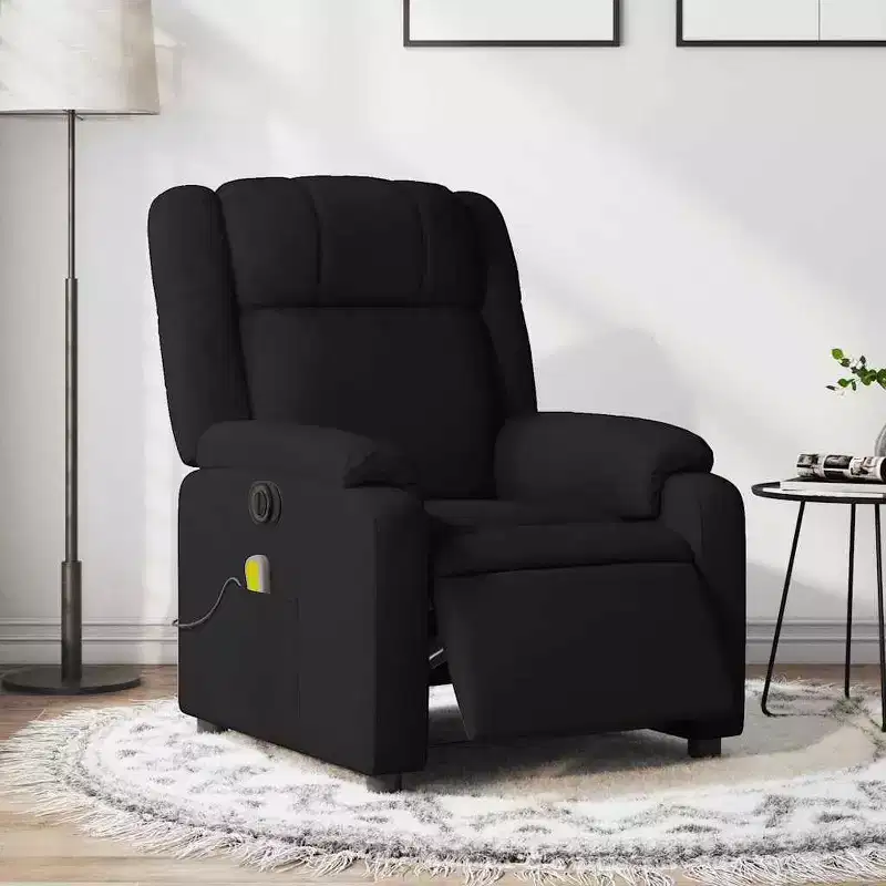 Electric Massage Recliner Chair - Black Fabric with Vibration Massage, Electric Footrest/Backrest Adjustment