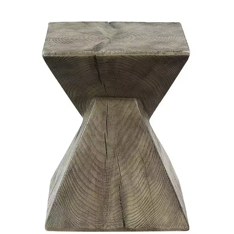13" Zahi Accent Table Weathered Oak Finish - Acme Furniture: Modern Rectangle Cement, Space-Saving Design