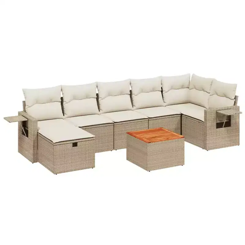 vidaXL 8 Piece Patio Sofa Set with Cushions Poly Rattan