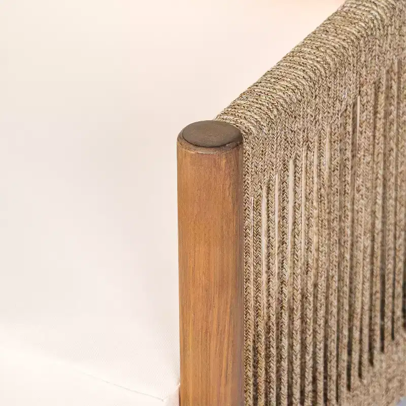 Christopher Knight Home Ivana Patio Woven Rope Acacia Wood Club Chair with Deep Cushions