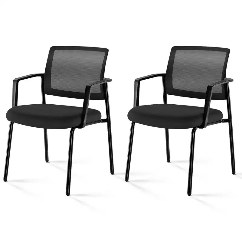 Sturdy Metal Stacking Chairs with Upholstered Fabric and Mesh Backs
