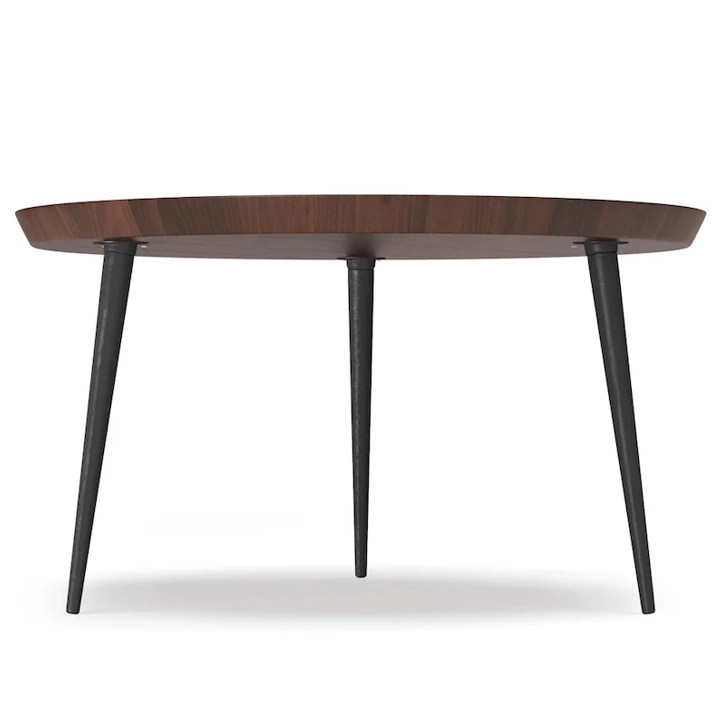 Modern Industrial Round Coffee Table with Solid Acacia Wood Top