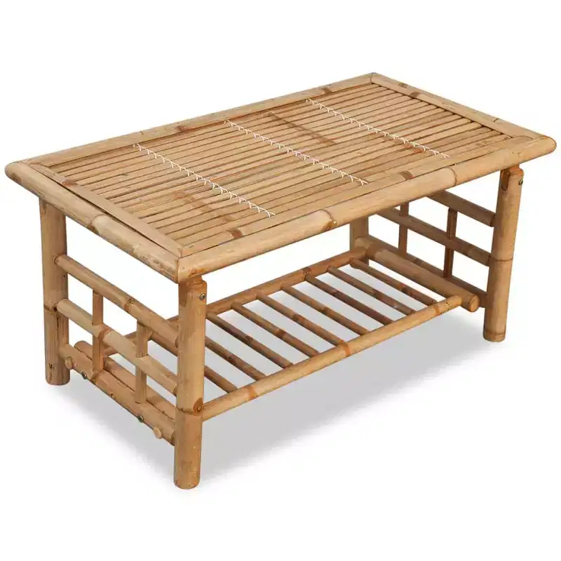 Coffee Table Brown Bamboo Medium Durable Coffee Table