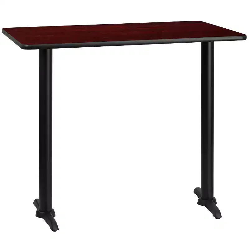 30'' x 48'' Rectangular Laminate Table Top with 5'' x 22'' Bar Height Table Bases