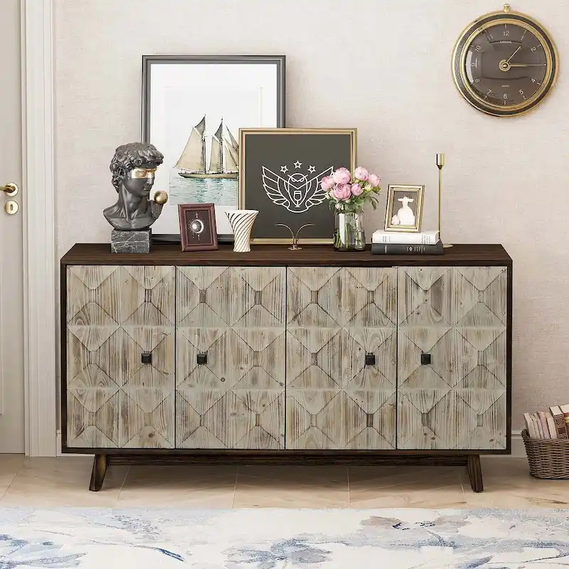 Vintage Freestanding Storage Cabinet with 4 Doors, 59.84