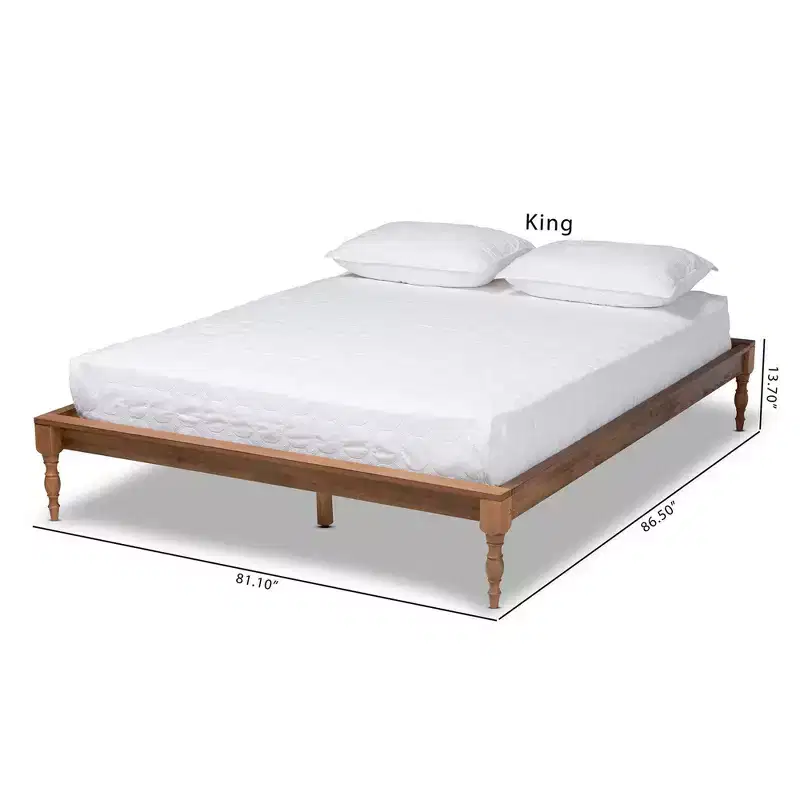 Romy Wood Bed Frame Ash Walnut - Baxton Studio