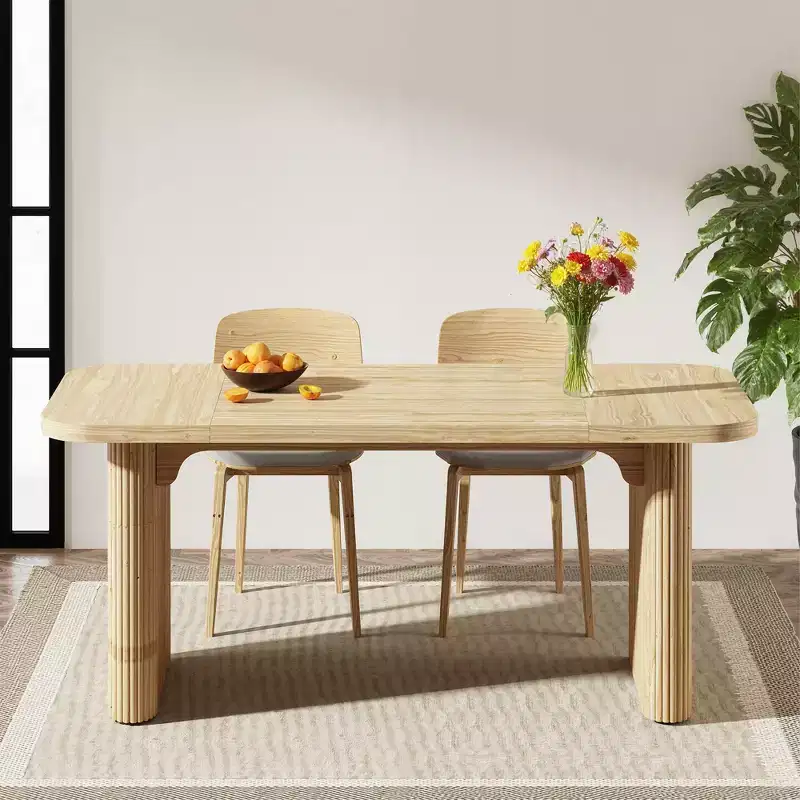 MAYEERTY Sturdy Minimalist Dining Table, Natural Finish Engineered Wood Table with Floor Protectors & Easy Assembly