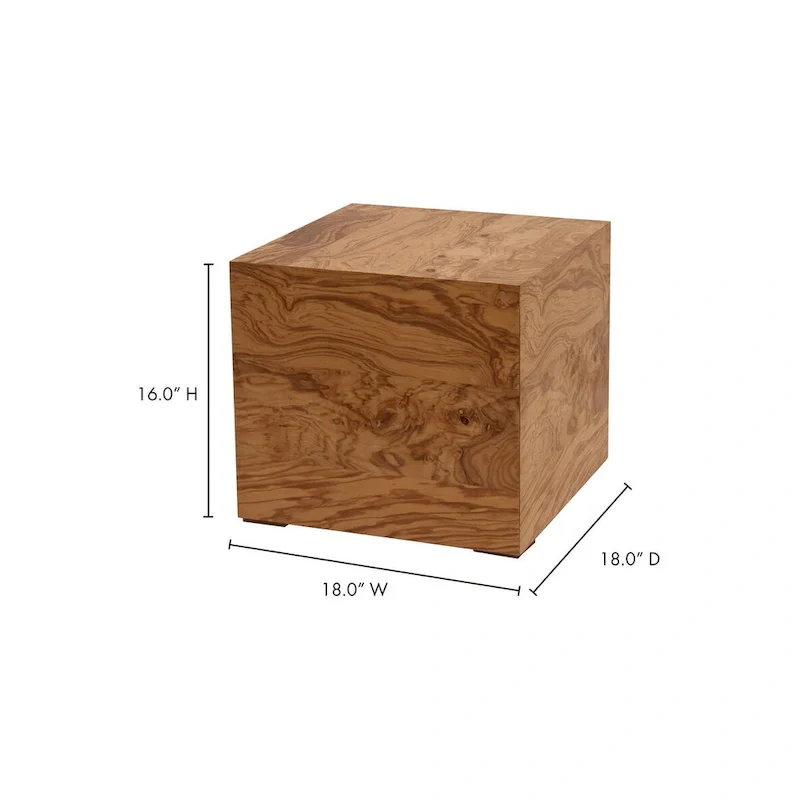 Modern Natural Burl Wood Veneer Side Table, 18