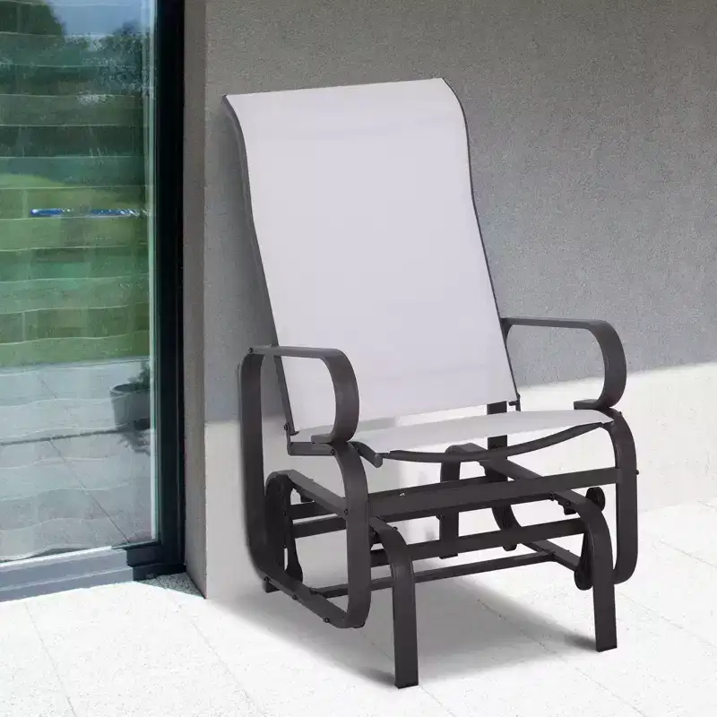 Gliding Lounger Chair, Single Rocker with Lightweight Metal & Mesh Construction