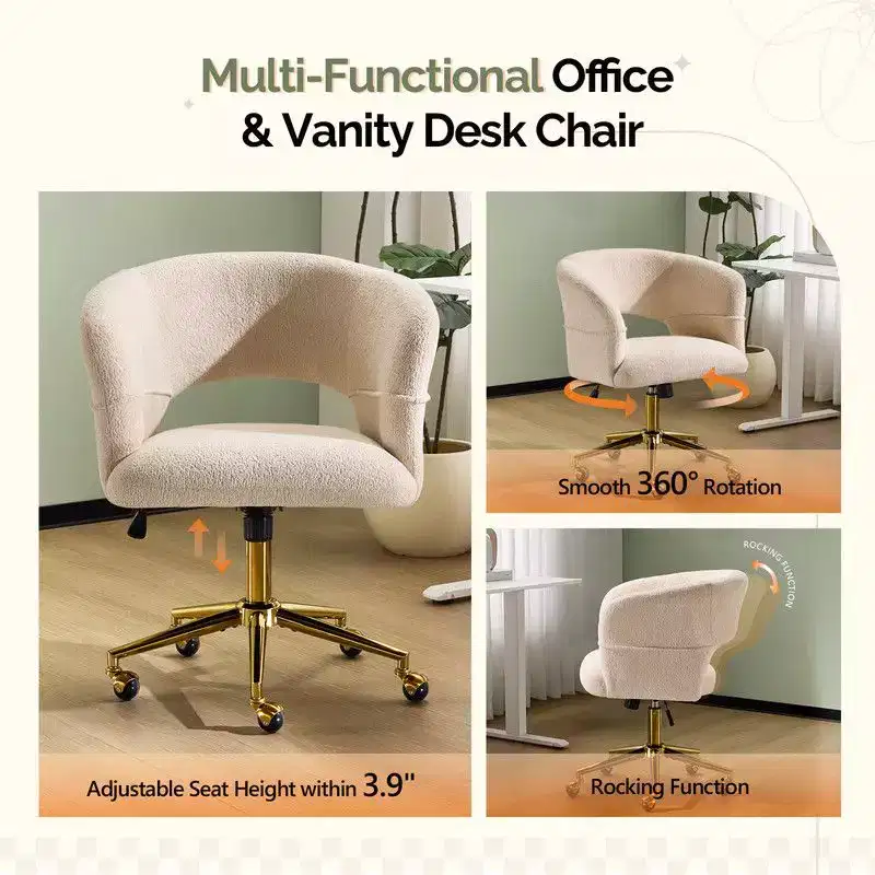 | 25.1 Inch Velvet Ring Backrest Swivel Office Chair